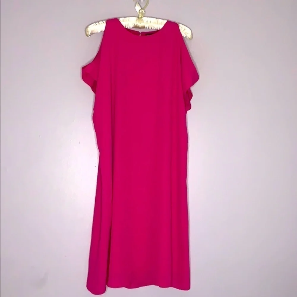 Mossimo Basic Cold Shoulder Hot Pink Box Shift Dress Mini casual medium